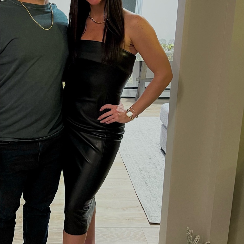 Black faux leather Midi dress Size Large